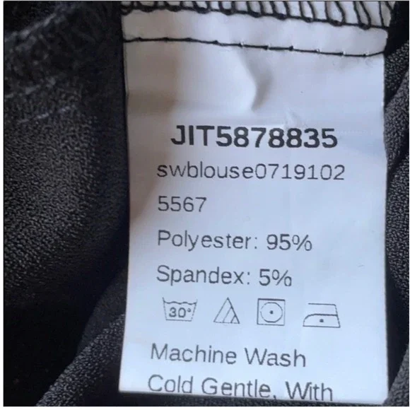 Shein Blouse Top Black Lace Trim Long Sleeve Business Mob Wife Academia Preppy - Picture 4 of 5